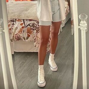 Platform high top white sneakers